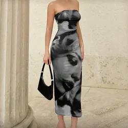 Vestido gris estampado de caras