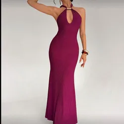 Vestido largo rojo violeta