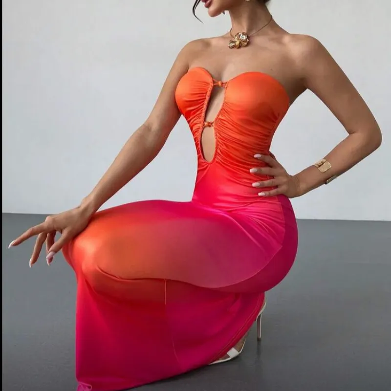 Vestido multicolor sin tirantes