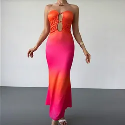 Vestido multicolor sin tirantes