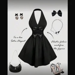 Vestido negro con lazos