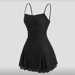 Vestido negro encaje de flores