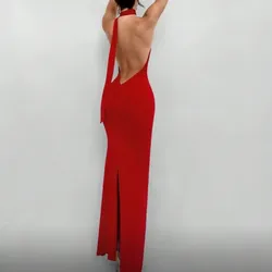 Vestido rojo banda al cuello