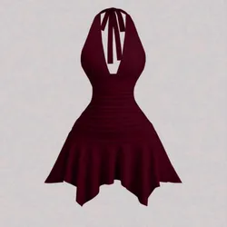 Vestido rojo burdeos con picos