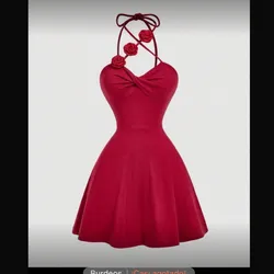 Vestido rojo Corte princesa con Rosas