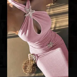 Vestido rosa brilloso con estrella