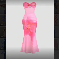 Vestido top rosado con Flores rosadas