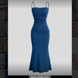Vestido verde agua azul cuello H