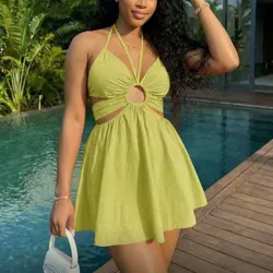 Vestido verde aro en centro