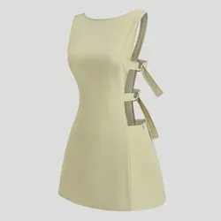 Vestido verde claro con cintos laterales