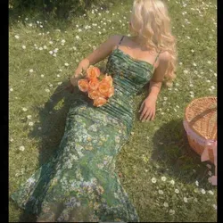Vestido verde floreado