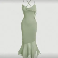 Vestido verde menta doble tela