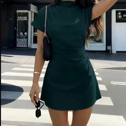 Vestido verde oscuro con mangas