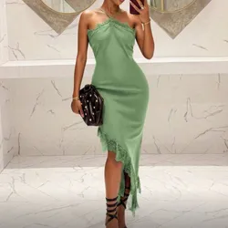 Vestido verde satinado