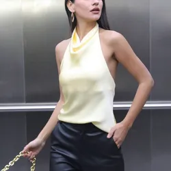 Blusa amarilla de satén 