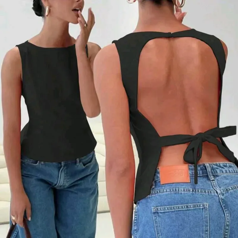 Blusa Negra Espalda Abierta