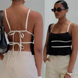 Blusa negra tirantes blancos