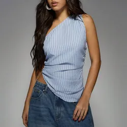 Top azul de rayas