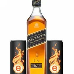 WHISKY JOHNNIE WALKER BLACK LABEL 1L + 2 ENERGETICO