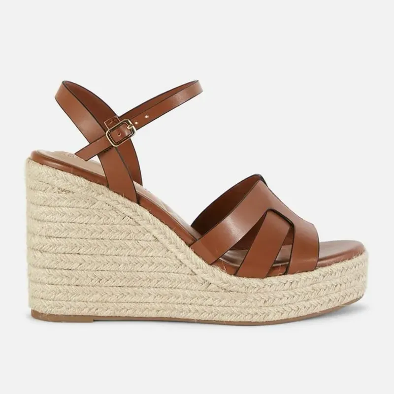 Sandalias de cuña con tiras