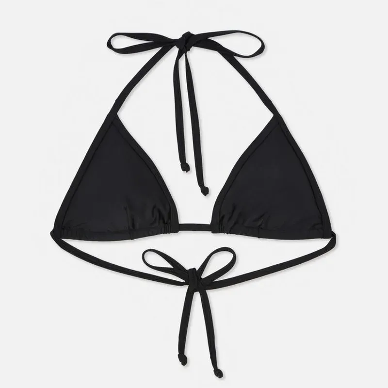 Top de bikini triangular atado al cuello