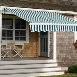 Toldo a ralla berde y blanco