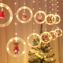 Cortinas de luces led con adornos de navidad