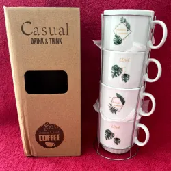 Juego de 4 tazas de té con soporte