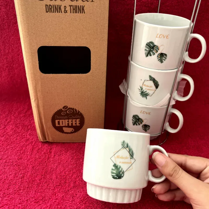 Juego de 4 tazas de té con soporte