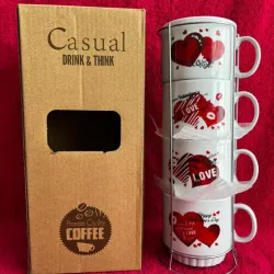 Juego de 4 tazas de té con soporte