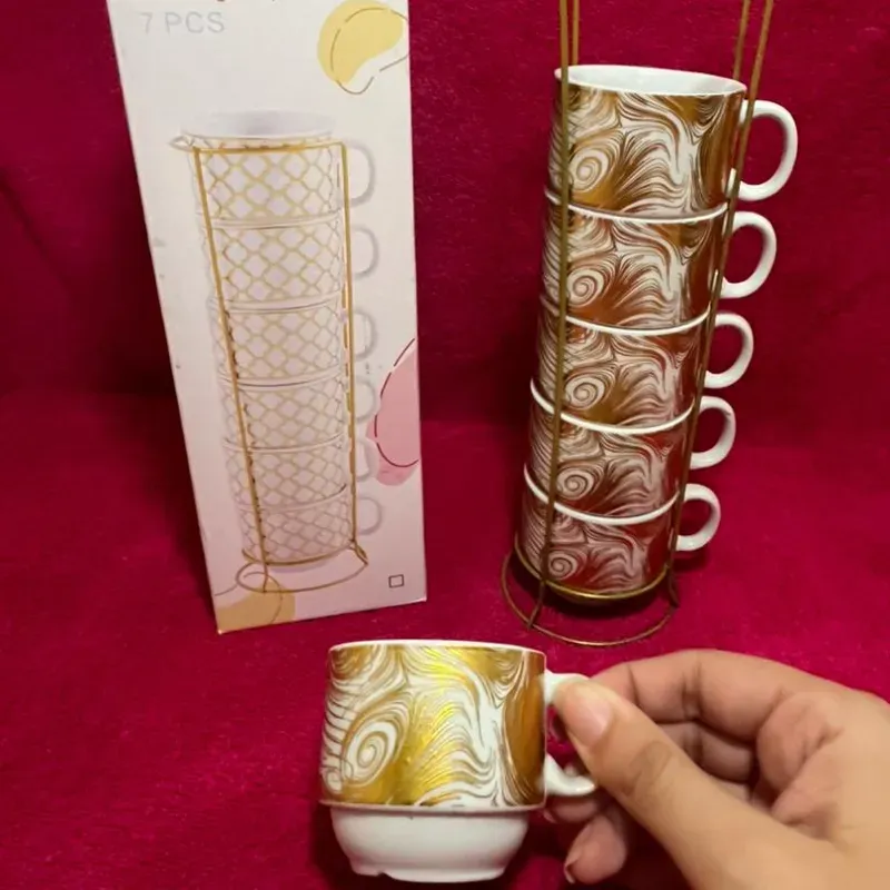 Juego de 6 tazas de café con soporte