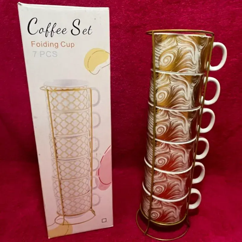 Juego de 6 tazas de café con soporte