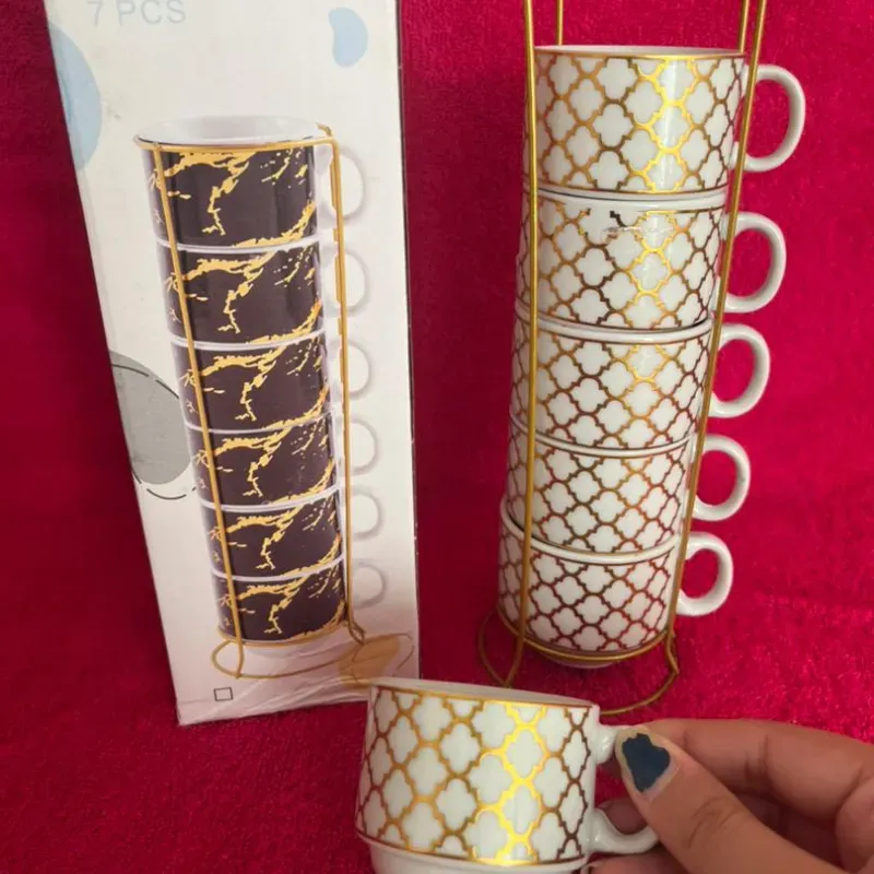 Juego de 6 tazas de café con soporte