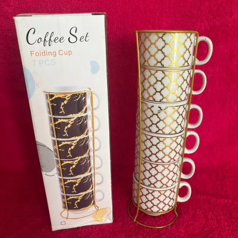 Juego de 6 tazas de café con soporte