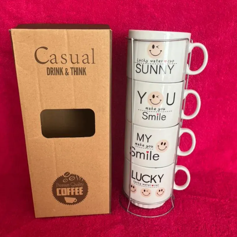 Juego de 4 tazas de té con soporte