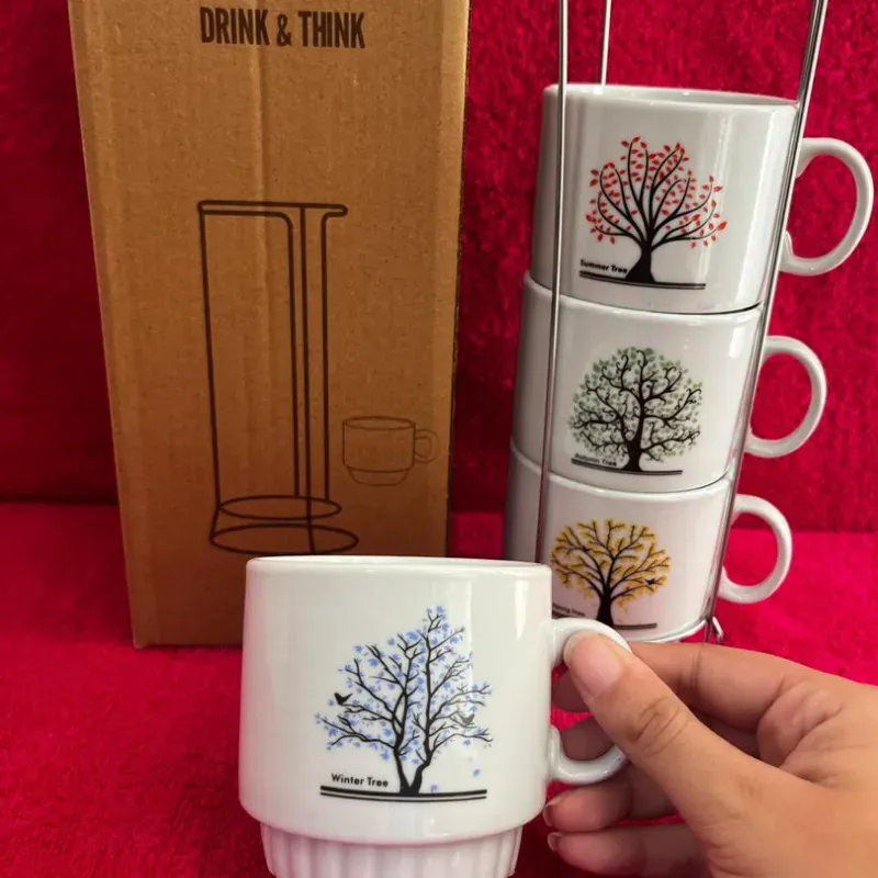 Juego de 4 tazas de té con soporte