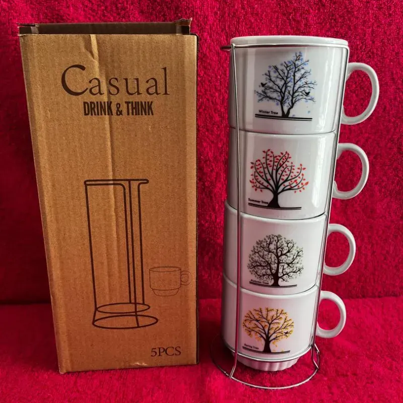 Juego de 4 tazas de té con soporte