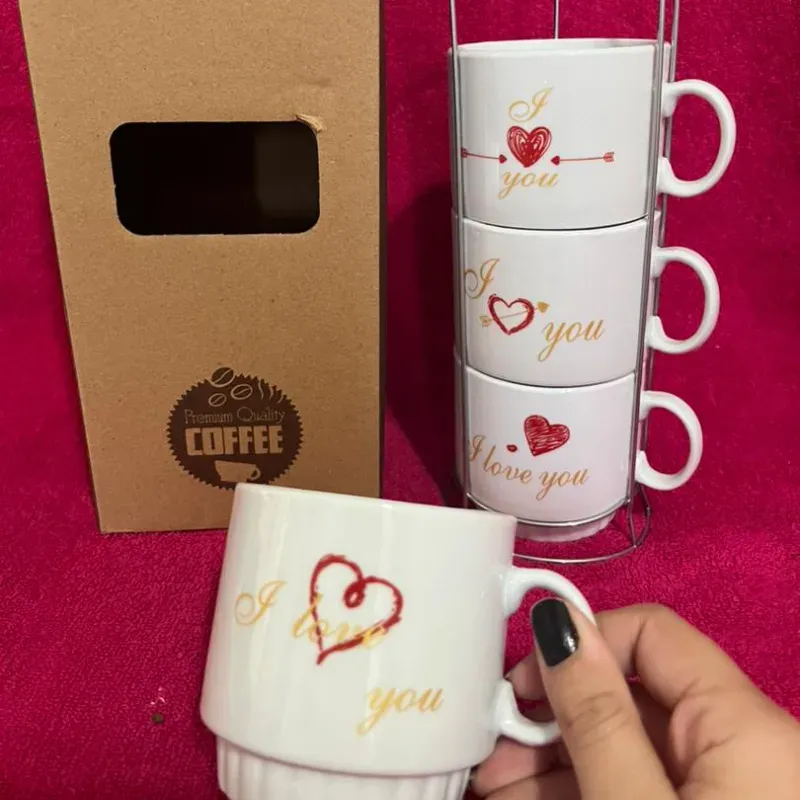 Juego de 4 tazas de té con soporte