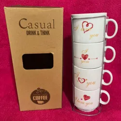 Juego de 4 tazas de té con soporte