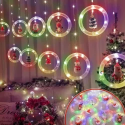 Cortinas de luces led con adornos de navidad