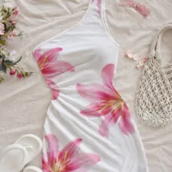 Vestido blanco y rosa