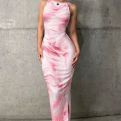 Vestido marmoleado rosa