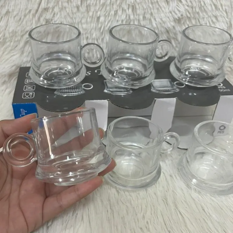 Set de 6 tazas de café transparentes 