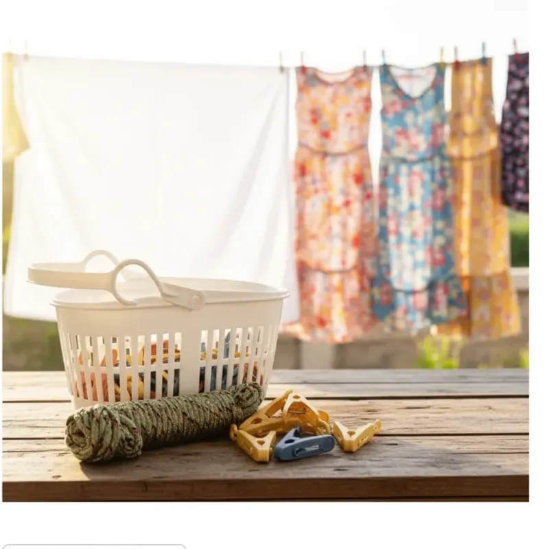 Cesta con cuerda y clips 