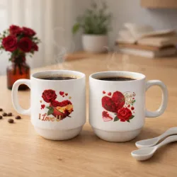 Set de 2 tazas con cucharitas