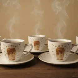 Tazas blancas con platillos 