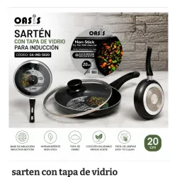 Sartén con tapa de vidrio