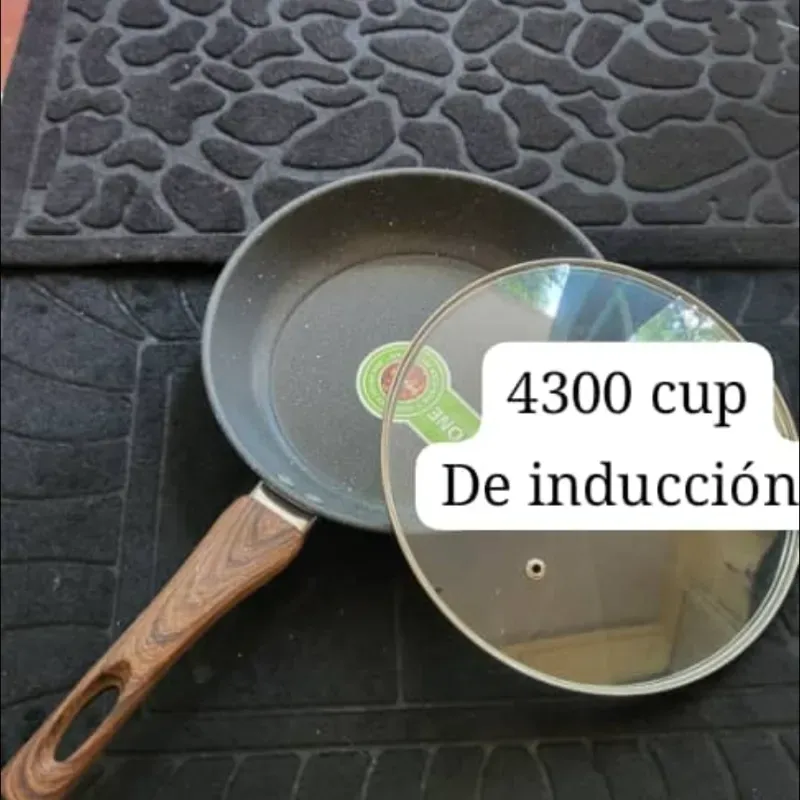 Sartén de inducción con tapa de cristal 