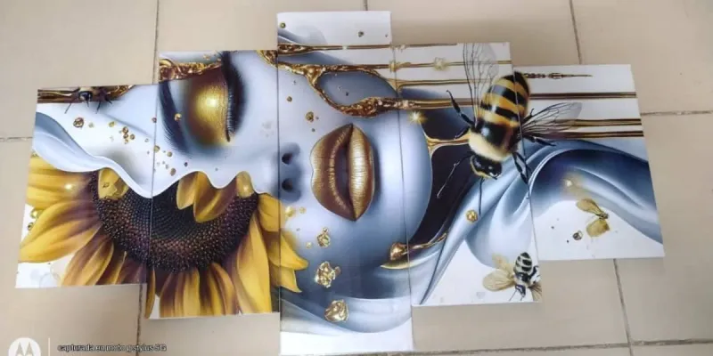 Cuadro Abstracto con Rostro de Mujer 