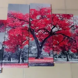 CUADRO IMPRESO EN LIENZO DE ÁRBOL ROJO 